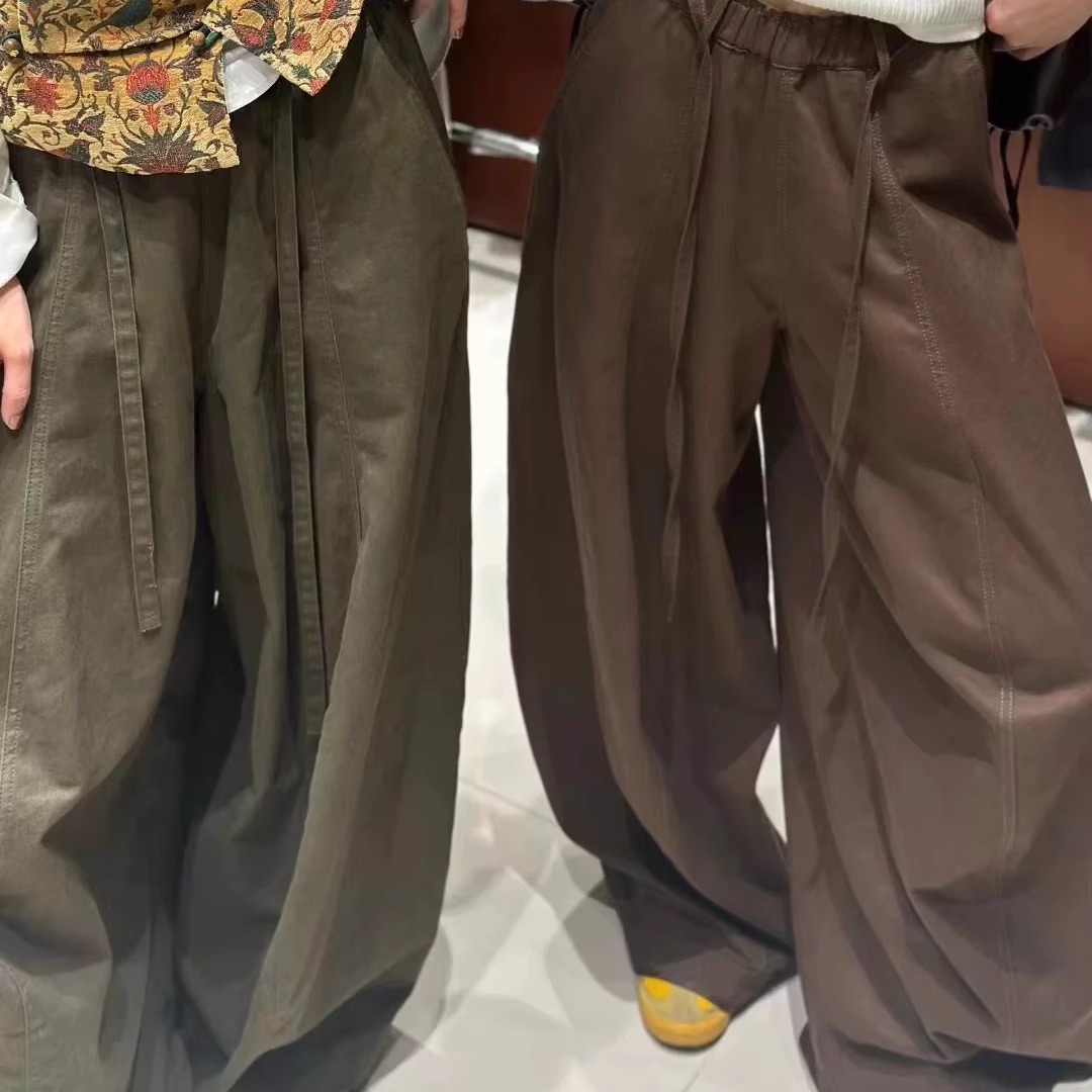 欧洲站2025早秋V+松紧腰廓形裤