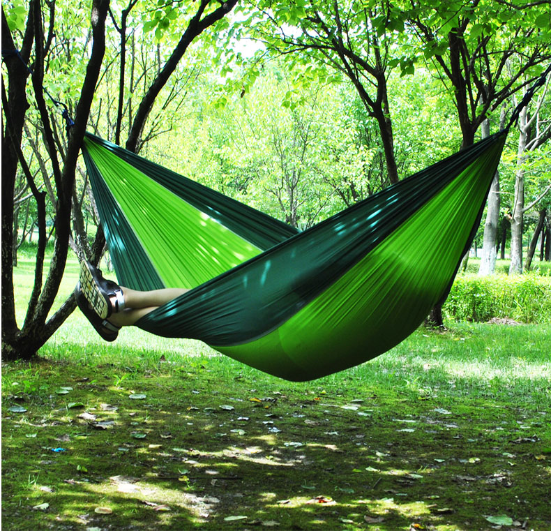 盛源户外单人双人吊床降落伞布料 承重好 配锁扣绑绳结实耐用安全