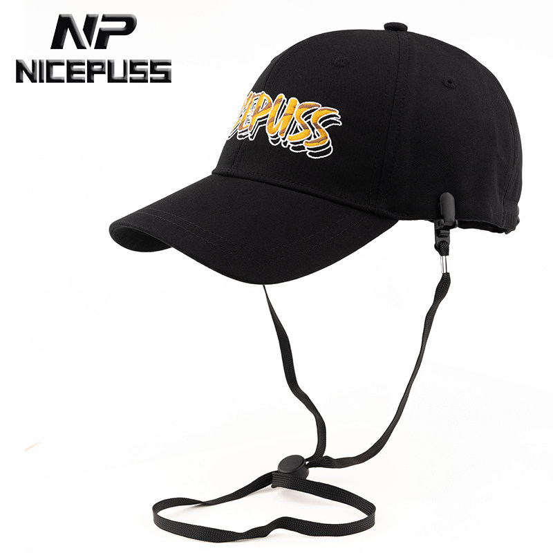 NP春夏防晒帽子男款户外骑行遮阳帽防风绳吹不翻太阳帽硬顶棒球帽