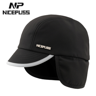 秋冬保暖护耳鸭舌帽男款帽子2025新款短帽檐棒球帽加绒防寒护颈帽