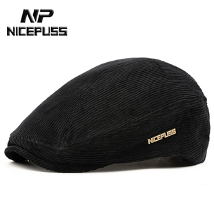 灯芯绒帽子男款冬季保暖鸭舌帽男士大头围前进帽女秋冬复古贝雷帽