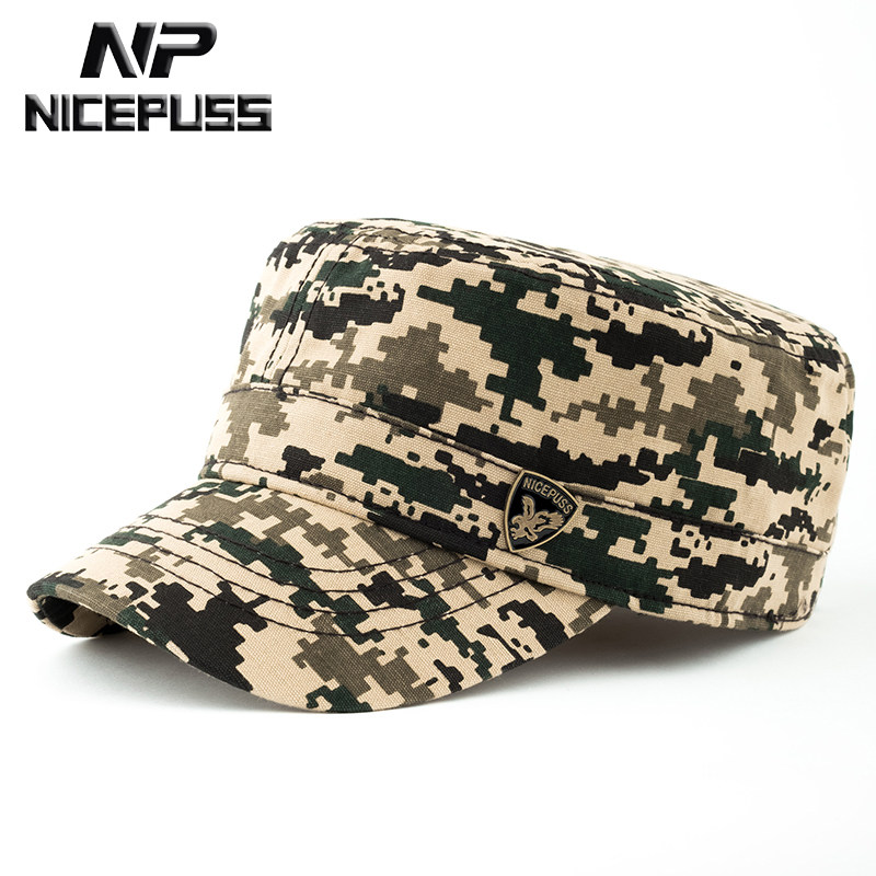 高端军迷迷彩帽子男士春秋百搭户外作训军训帽2026新款春季平顶帽