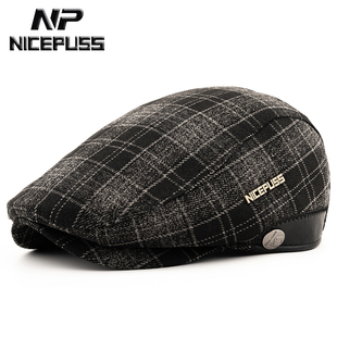 高端中老年男士帽子男款冬季高级感鸭舌帽保暖护耳夹棉爸爸前进帽