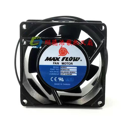 弦峰MAXFLOW交流散热风扇 MF8038A2 AC 220V 0.07-0.05AMP 8038