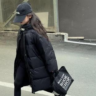 男女童中长款加厚连帽羽绒服外套冬天户外气质可爱小孩穿的深秋正