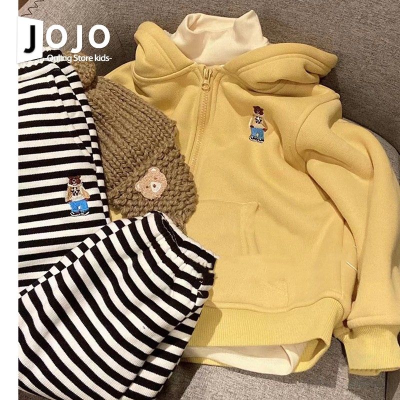 女童黄色卫衣外套套装拉链卫衣套装品牌时尚儿童幼儿园6个月1-3岁