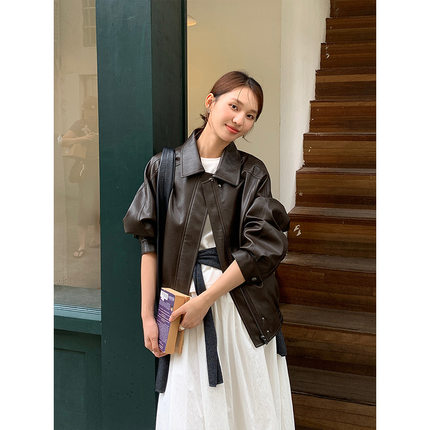 themind感pu皮衣夹克2025秋冬新款韩版时尚小个子外套女a9079
