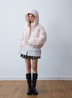 【玳禾】冬季新款休闲连帽花苞RDS可溯源90白鸭绒泡芙羽绒服H9357