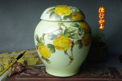 美院研究生全手工手绘【寿桃】茶叶罐  平价不还价！