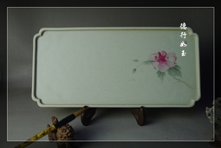 美院全手工手绘陶泥花卉长方形壶承 平价不议!