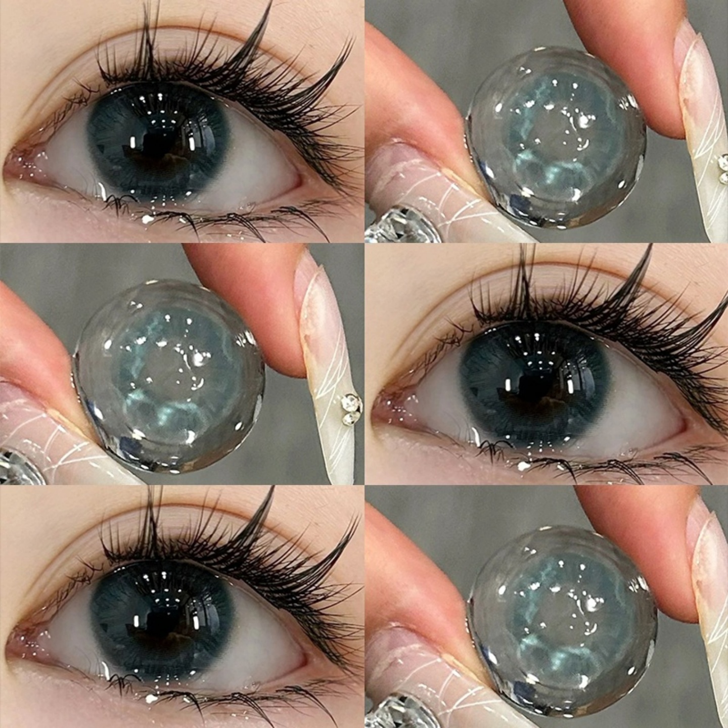 混血自然款棕灰蓝绿色美瞳半年抛男女三明治工艺大小直径隐形眼镜