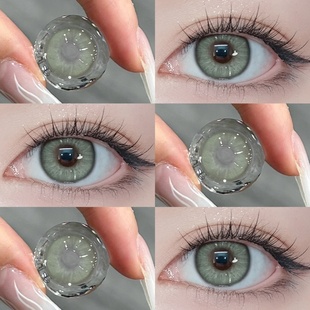 欧美风混血感光影皮革灰色美瞳棕蓝绿半年抛大小直径自然隐形眼镜