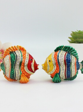 珐琅彩合金工艺品小丑鱼摆件海洋风创意家居装饰客厅桌面工艺品