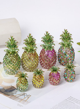 珐琅彩合金工艺品凤梨菠萝家居创意桌面摆件饰品收纳首饰盒礼物
