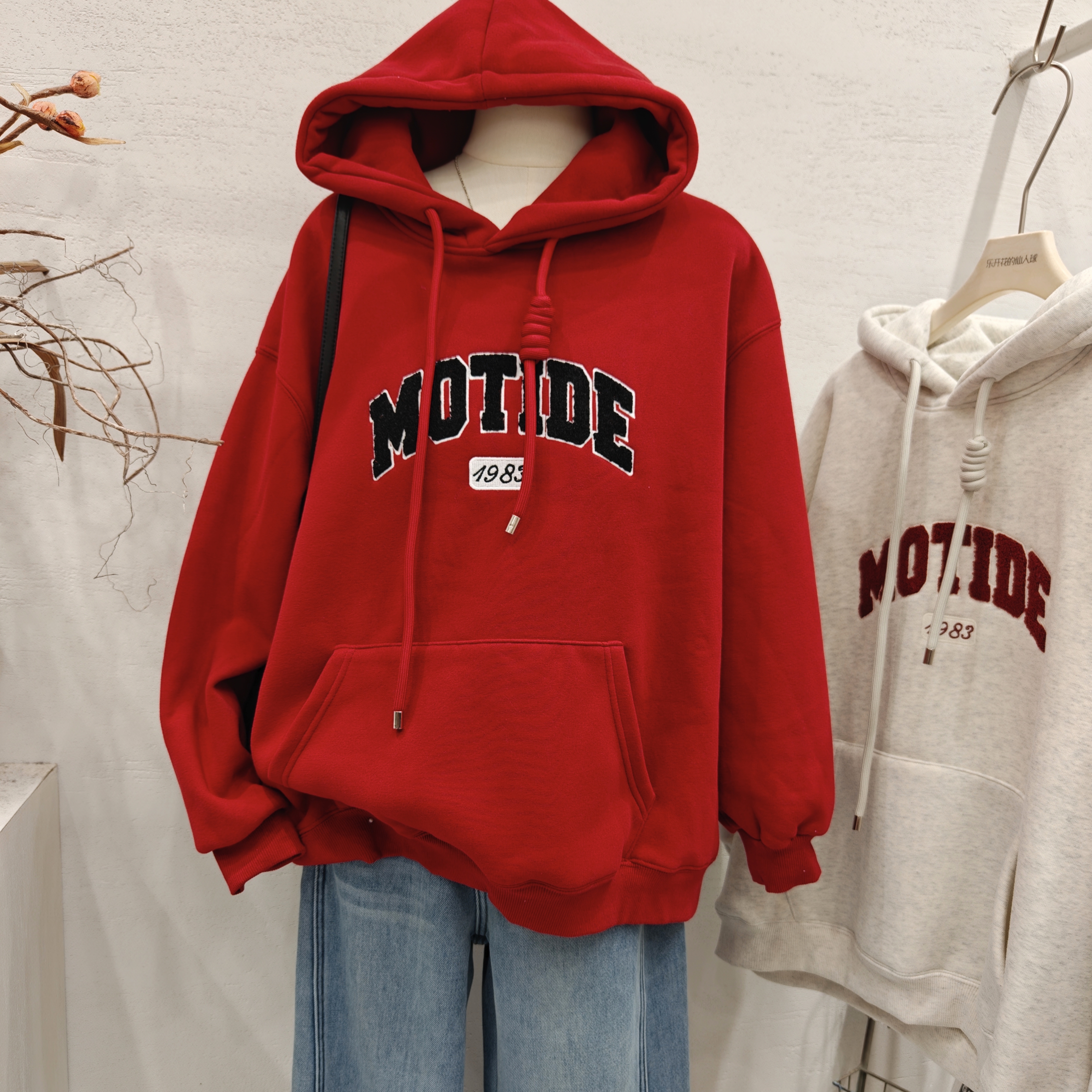 字母印花连帽卫衣女冬季新款宽松