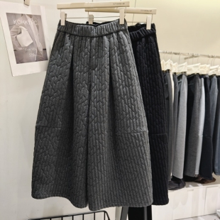 欧货高端2025冬季慵懒时髦加厚阔腿裤女宽松小个子九分气球休闲裤