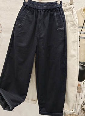 SY思颖2025冬季松紧腰宽松大码胖mm加厚加绒显瘦哈伦裤休闲长裤潮