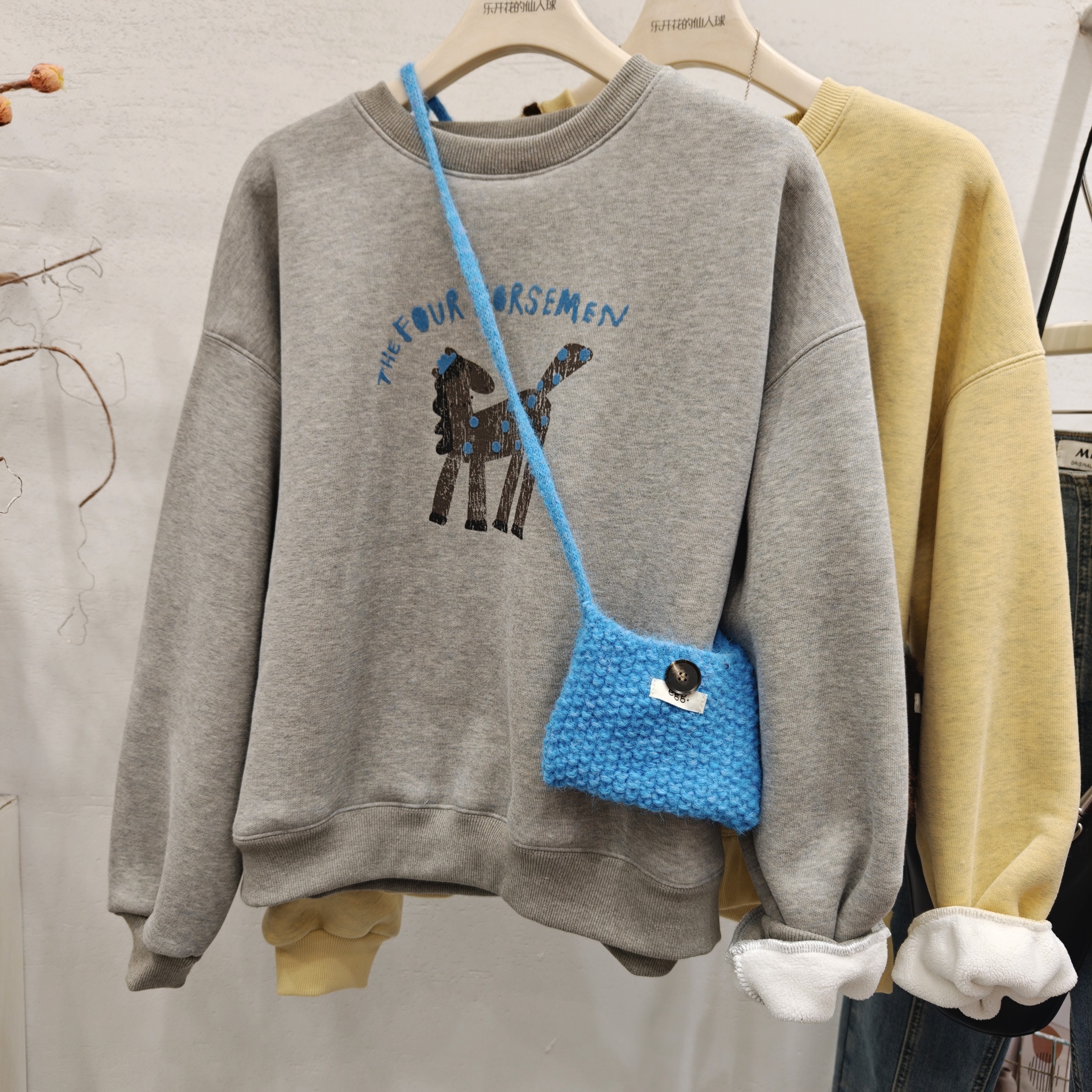 送小包！韩系卡通小马宽松休闲加绒加厚卫衣女2025冬季时尚上衣潮