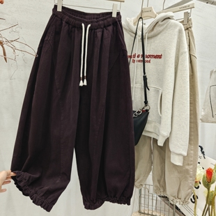 潮 灯笼裤 SY思颖日系磨毛加绒宽松时髦花边休闲裤 女2025秋冬阔腿裤