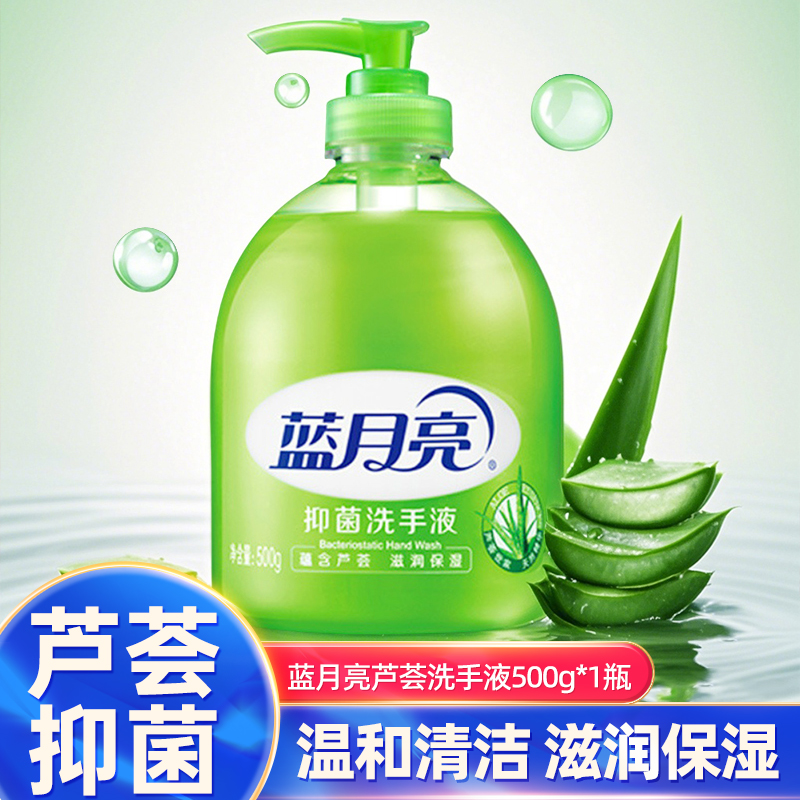 蓝月亮洗手液家用芦荟抑菌滋润瓶装500g洗手温和清洁不伤手-H