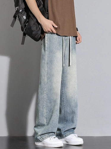 Демисезонные джинсы, синие штаны, осенние, в американском стиле, свободный прямой крой