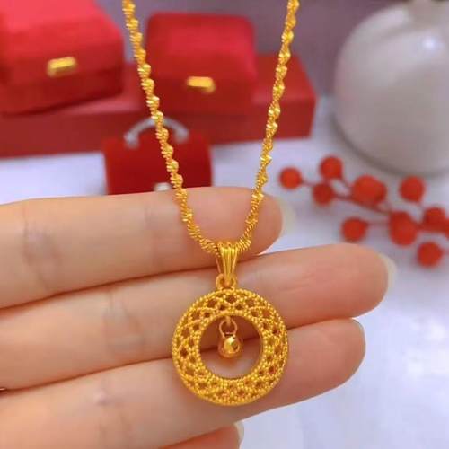 花丝网格项链铜水波链女转运珠