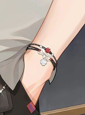 未定事件簿周边左然同款萌宠骨头小狗爪狗头手链动漫手饰潮酷手绳