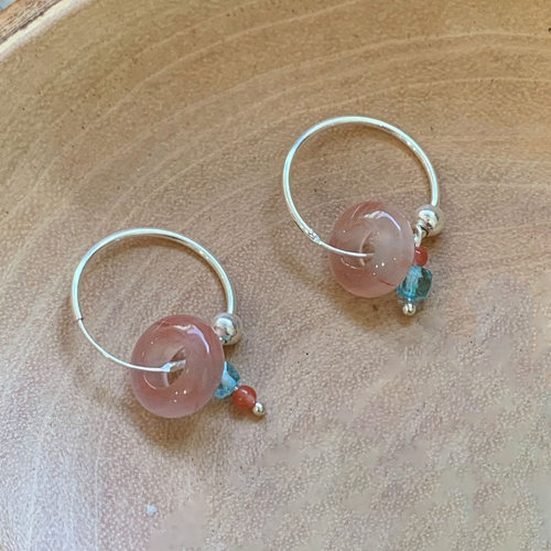 「扎西德勒」民族风藏式小众设计耳饰串珠耳环细耳圈耳饰2025新款