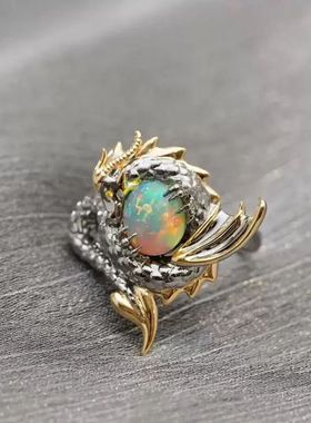 守护者巨龙戒指龙年本命年立体浮雕潮流霸气小众ins高级