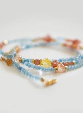 锦鲤吉祥手链2024新款女中国风新中式饰品设计感蓝色细多圈手串