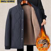 棉衣爸爸冬装 冬季 加绒加厚男士 外套中老年人棉袄爷爷保暖棉衣服男