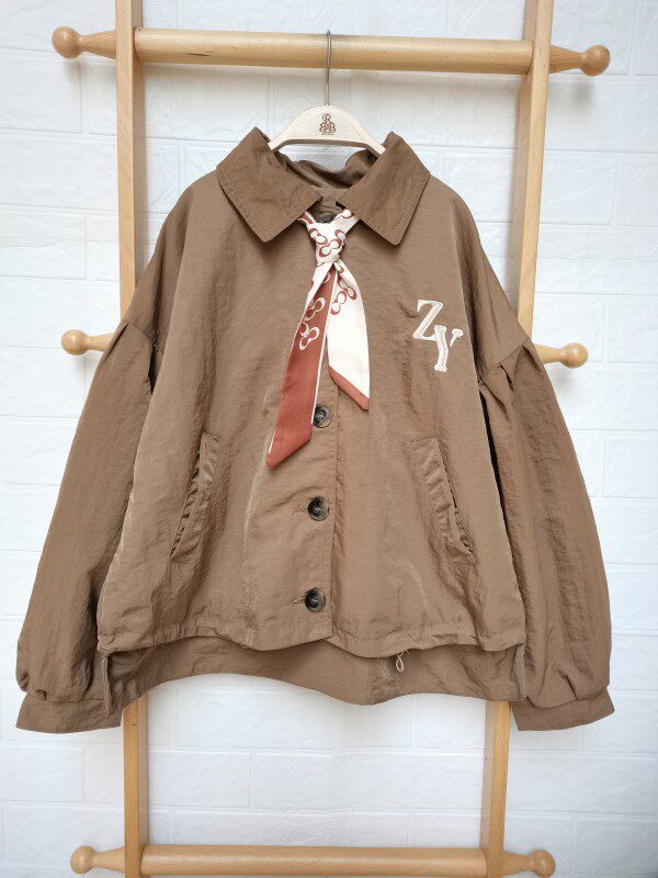 여아 늦가을 인형풍 윈드 브레이커 재킷 중년 이상 아동 가을 타이 재킷