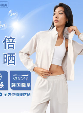 SZ梭织春夏防晒瑜伽外套女立领拉链长袖运动上衣宽松户外防晒服夏