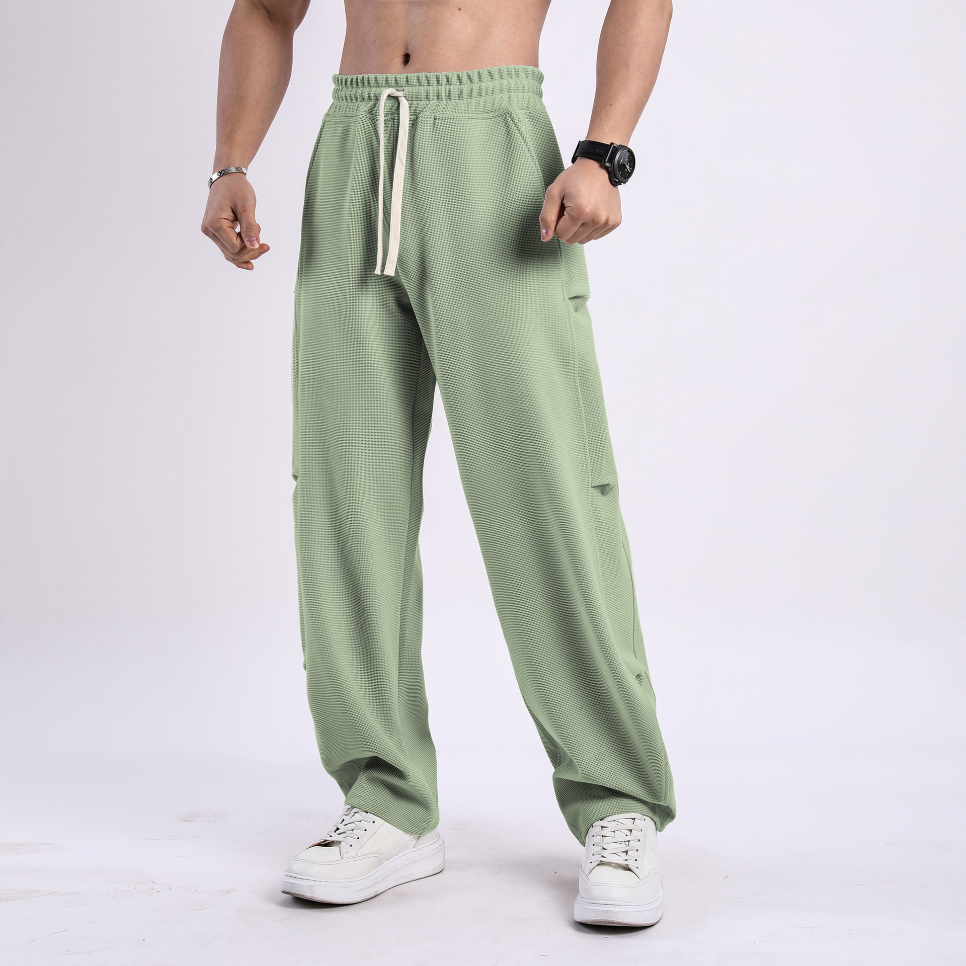 休闲长裤宽松拼接个性设计运动户外男装穿搭轻熟新厚款