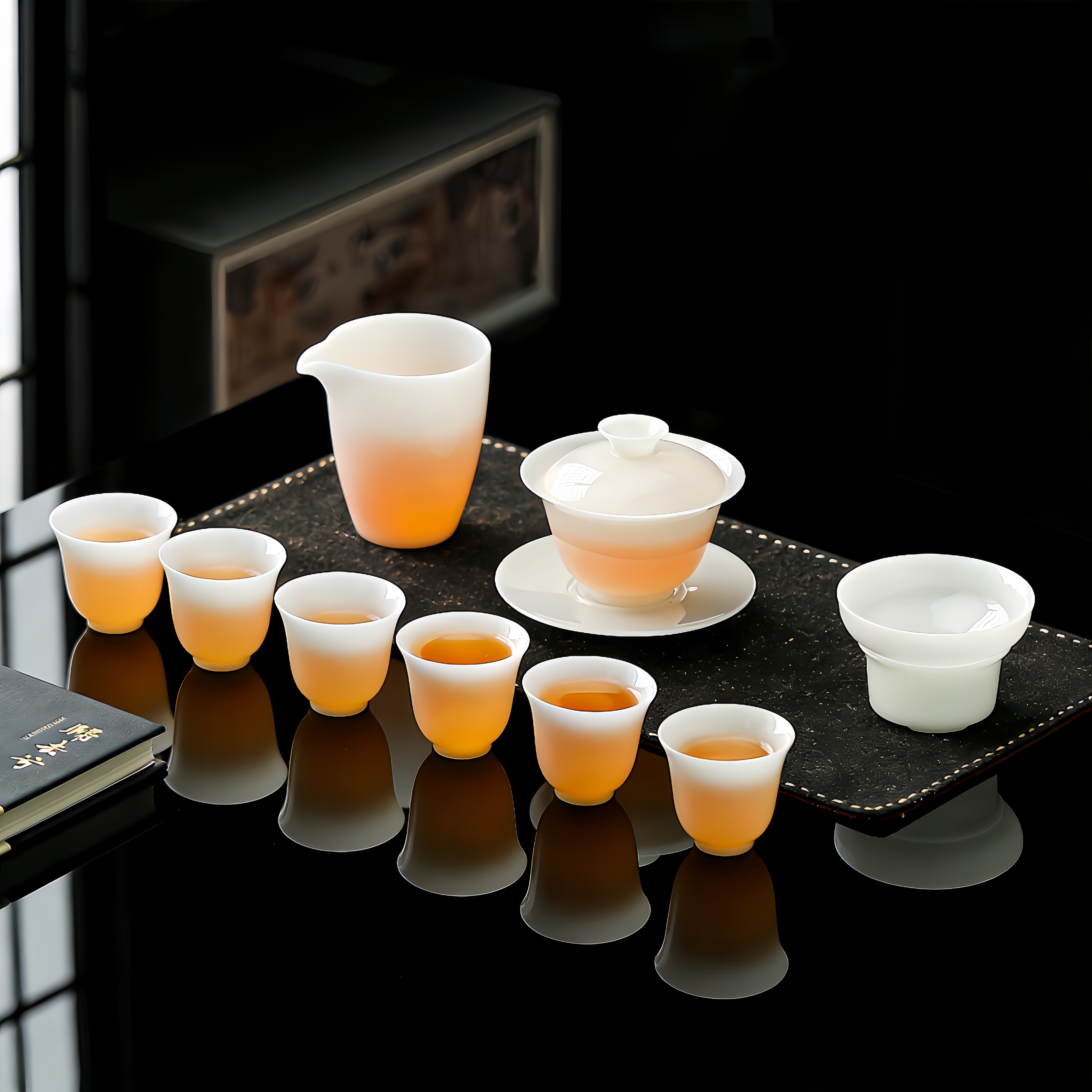 大师级冰种璞玉白瓷茶具套装家用茶壶盖碗茶杯整套轻奢高档礼盒