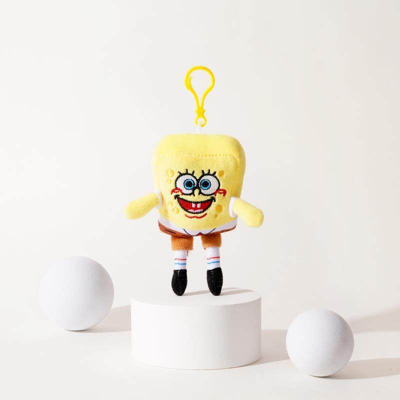 趣味海绵宝宝毛绒玩偶派大星公仔可爱卡通包包挂件书包揹包挂饰女