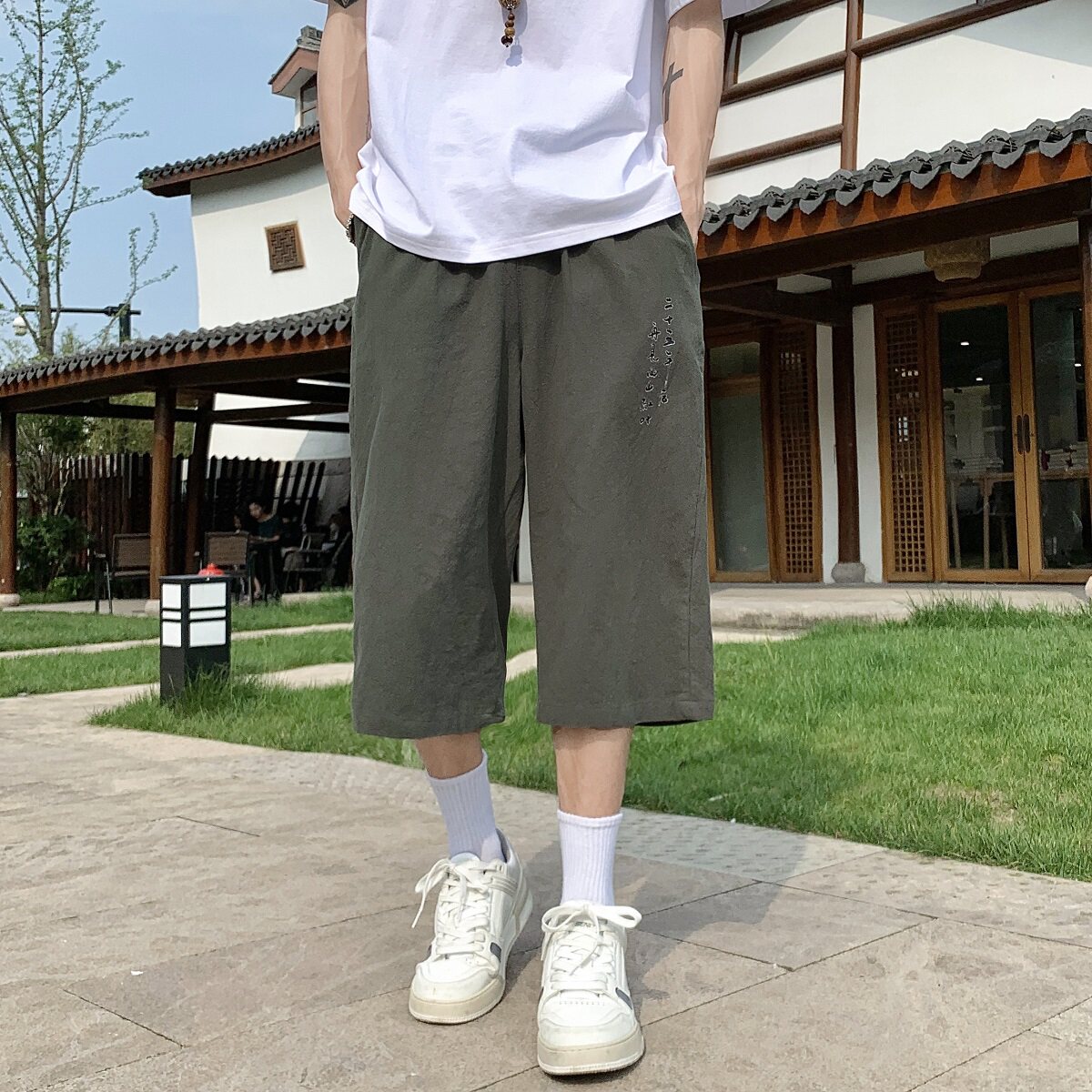 夏季薄款新中式风男宽松亚麻七分裤B213-8148-P33控49,男装休闲裤,星座617A-4
