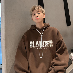 现货 华棉复合加绒加厚硅胶印连帽卫衣男 B213-8123-P70控88图片