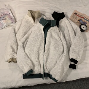 2024冬季羊羔毛棉衣男学生拼接外套 B213-6823-P118 控138图片