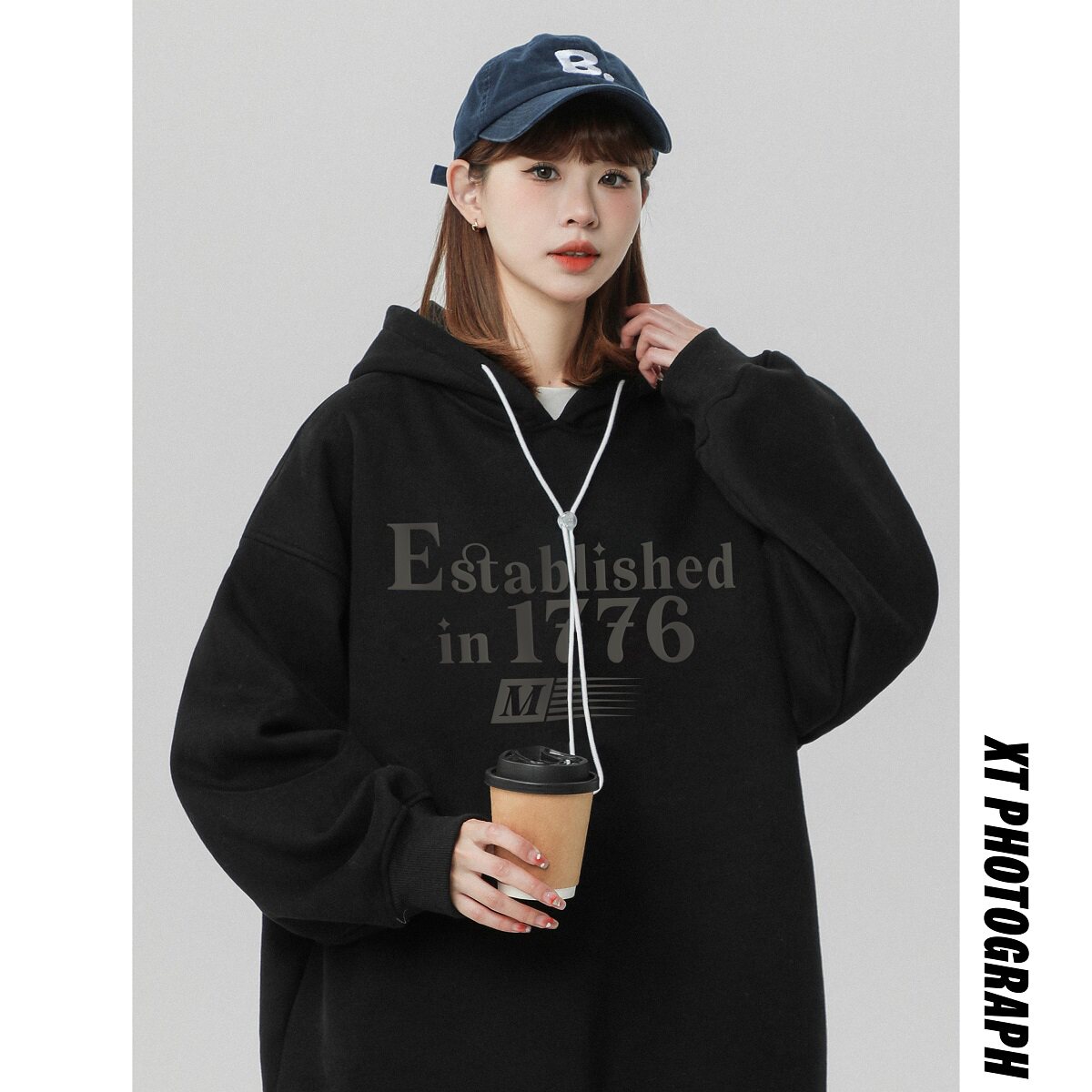 2024冬季加绒加厚卫衣女连帽保暖打底衫B213-8091-P70控88,女装卫衣/绒衫,星座617A-4