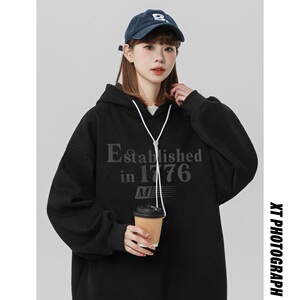 2024冬季加绒加厚卫衣女连帽保暖打底衫  B213-8091-P70控88图片