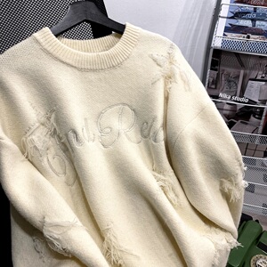 数据款2024冬季破坏感毛衣男刺绣重工艺B213-8099-P80控108