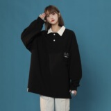 2024拼接翻领卫衣女口袋刺绣POLO杉B213-8067-P48控68，女装卫衣/绒衫，星座617A-4