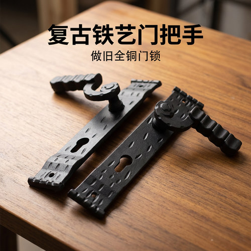 纯铜门锁别墅老洋房把手美式复古