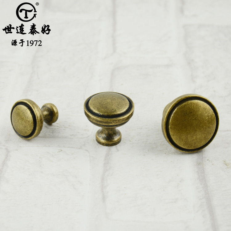 世连泰好纯铜实心小拉手 柜门把手美式家具仿古全铜单孔拉手hk134