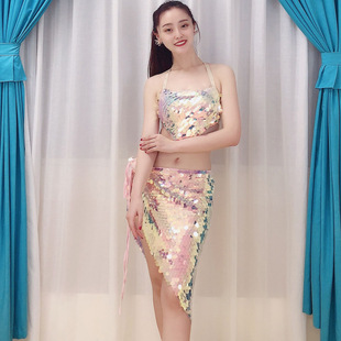 2026新款肚皮舞服装印度舞套装民族装拉丁舞服亮片18M短款