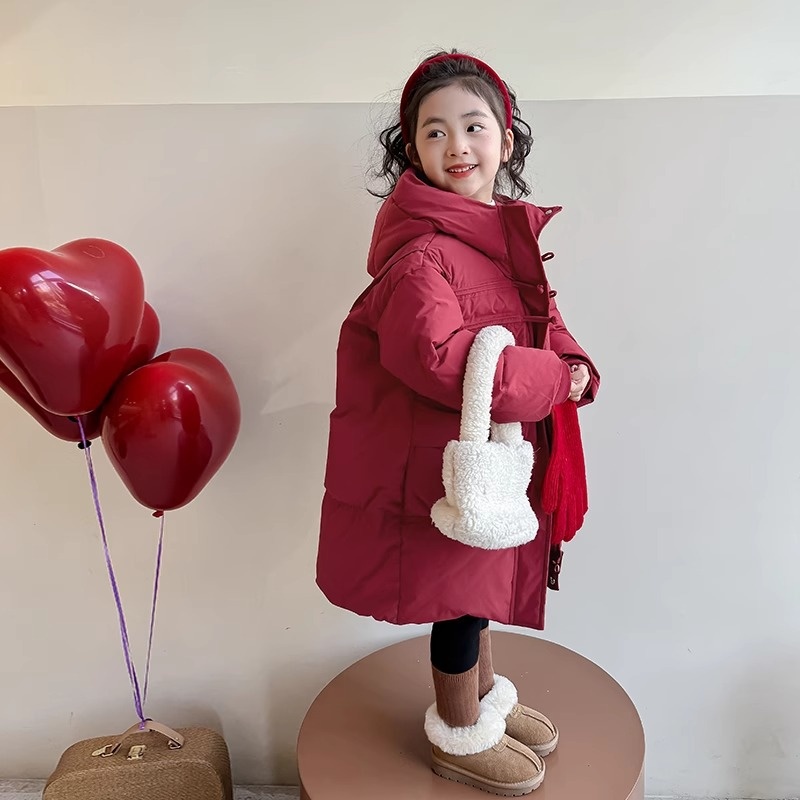 2025新款女童羽绒服冬季洋气儿童冬装90白鸭绒国风中长款新