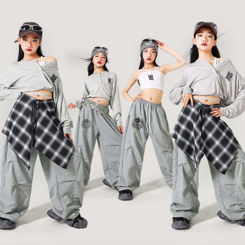 2026新款女童爵士舞演出服少儿jazz练功服上衣女孩裤子套装儿