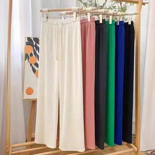 蛇骨纹阔腿裤女春夏新款高腰显瘦宽松垂坠感直筒裤百搭休闲裤