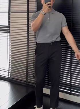 黑色高个西裤男休闲直筒2025新款春夏男裤高级感直筒西装裤男士